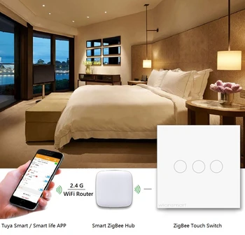 Tuya Zigbee Smart Home ES 1/2/3gang Sceen Sienas Touch Slēdzi Panelis, PROGRAMMAS un Balss kontroli, Alexa,Google, home, IFTTT ar Visu Tuya