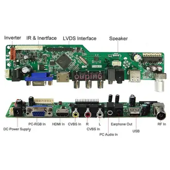 TV HDMI, AV, VGA, USB, AUDIO LCD LED Kontrolieris Valdes Karte Komplekts DIY Par N156B6-L0B 15.6