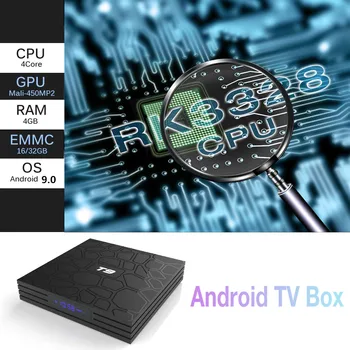 TV Kastē Android 9.0 T9 RK3328 Dual WiFi 4G32G 4G64G 4K Bluetooth Smart TV Kastē Ātra Piegāde