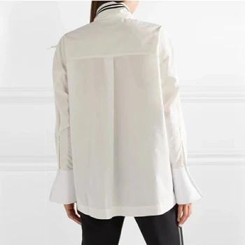 TWOTWINSTYLE Nelegālo Apkakles Blūze Sievietēm Izlīdzināšanu Piedurknēm Raibs Liela auguma Balts Krekls Sieviešu Rudens Modes Apģērbu 2020. Gadam Topi