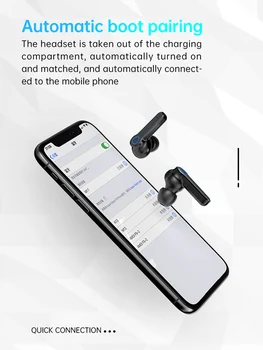 TWS Bezvadu V5.1 Bluetooth Austiņas 9D Stereo Ūdensizturīgs Earbuds Austiņas Touch Kontroli Sporta Austiņas Ar Lukturīti