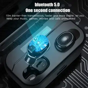 TWS bluetooth 5.0 6D Austiņas Qi Bezvadu Lādēšanas Tālruņa 7-11 Pro Huawei Xiaomi Ar IPX7 Ūdensizturīgs Jauda Banka