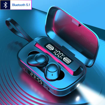 TWS Bluetooth 5.1 Austiņas, 2000mAh Uzlādes Lodziņu, 9D Bezvadu Earbuds, Ūdensizturīgs Stereo Sporta Austiņas ar Mic