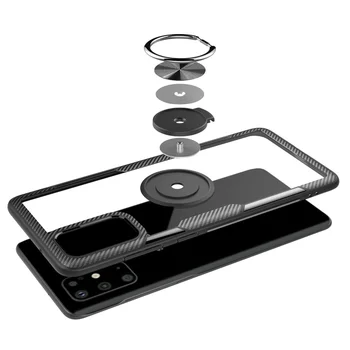 Tālrunis Case for Samsung Galaxy S20 Ultra A51 A71 Magnētisko Silikona Gredzenu Kadra HD Pārredzamu PC Bruņas Case for Samsung S20 Plus