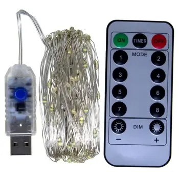 Tālvadības pults Pasaku Gaismas Vara Stieples Taimeri LED String Gaismas Vainags Ziemassvētku Rotājumi Gaismas USB Akumulatora Barošanu 5/10/20M