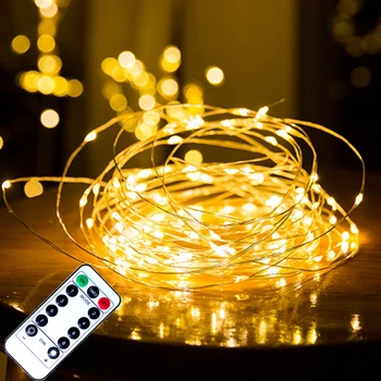 Tālvadības pults Pasaku Gaismas Vara Stieples Taimeri LED String Gaismas Vainags Ziemassvētku Rotājumi Gaismas USB Akumulatora Barošanu 5/10/20M