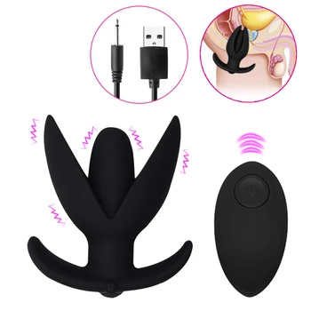 Tālvadības pults Prostatas Massager Unisex Seksa Rotaļlietas Sievietēm, Vīriešiem Atvēršanas Butt Plug Anālais Plug Anālais Vibrators Expander Dilator USB