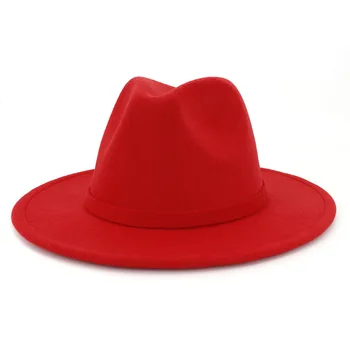 Tīrtoņa krāsu Džeza kovboju cepures, cepure, sieviešu un vīriešu ziemas vīriešiem, cepurīte, sarkana ar melnu vilnas katliņš cepuri vairumtirdzniecība
