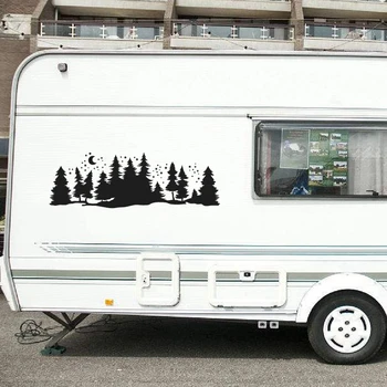 Tūristu Offroad Zvaigžņotām Meža Koksnes Kempings Moonlight Auto Sticke Piederumi Decal camper piederumi
