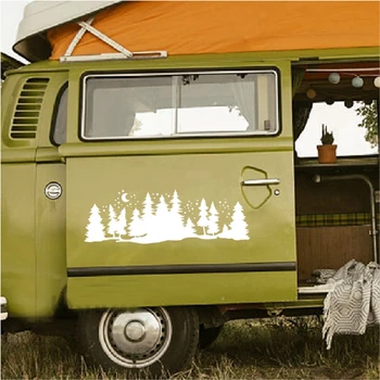 Tūristu Offroad Zvaigžņotām Meža Koksnes Kempings Moonlight Auto Sticke Piederumi Decal camper piederumi