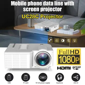 UC28C Portatīvie Video Projektors Mājas Kinoteātra Kino Biroja Supplie Melns/balts LCD Mini Projektors Multimediju Atskaņotāja Smart Phones