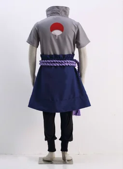 Uchiha Sasuke cosplay kostīmu anime Naruto Shippuden apģērbu halloween puse (Žakete + Bikses + vidukļa virves + rokas aizsargs）