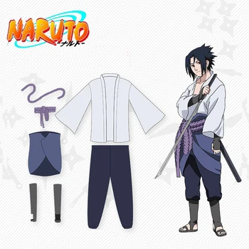 Uchiha Sasuke cosplay kostīmu anime Naruto Shippuden trešās Paaudzes Drēbes halloween Puse (Žakete+bikses+Vidukļa virves+handguard