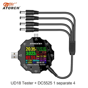 UD18 DC5.5 DC5525 ciparu voltmetrs amperimetro spriegums strāvas mērītāja ammeter detektoru notebook power bank lādētāju, usb testeris