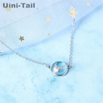 Uini-Asti jauns 925 sterling sudraba sirēna asaru kaklarota zilā burbuļa korejiešu versiju, vienkārša modes dinamisku mazu, svaigu,