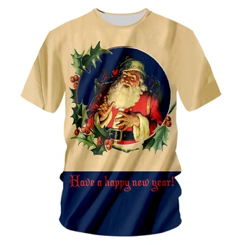 UJWI Cilvēks Jauna Tendence Jauki Santa Claus O Kakla Tshirt 3D Iespiestas Ziemassvētku Radošā T-krekls, Liela Izmēra 6XL