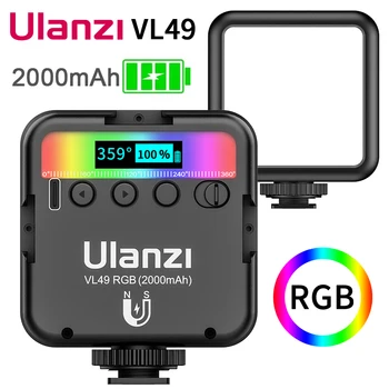 Ulanzi VL49 Mini RGB Video Gaismas Apgaismojums Fotogrāfija 2000mAh RGB LED Video Gaisma Vlog Aizpildīt Gaismas Live