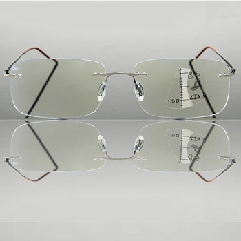 Ultra-light bez apmales Melns un Pelēks Rāmis Modes Vīrieši Sievietes Pakāpeniski Multifocus Lasīšanas Brilles +0.75 +1 +1.25 +1.5 +1.75 Līdz+4