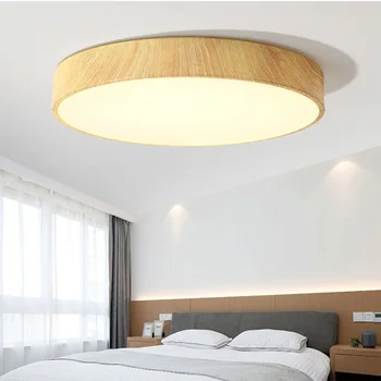 Ultra-plānas koksnes graudu LED Griestu Gaismas Modernās Lampas Dzīvojamā Istabā Apgaismes Armatūru Guļamistaba, Virtuves Virsmas Mount Flush Paneļa lampas