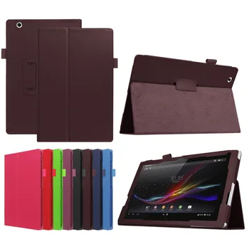 Ultra Slim Litchi 2-Mape, Flip Stends Ādas Pamatbrīvību uz Lietu Sony Xperia Z4 Tablete Ultra SGP771 SGP712 Tablete + Filma + Pildspalva