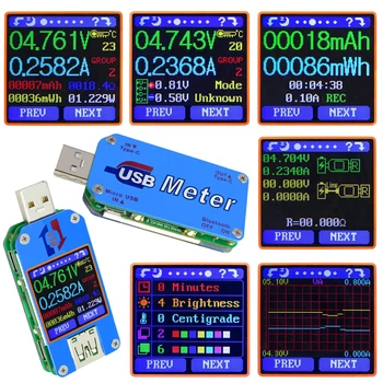 UM25 UM25C APP USB 2.0 Type-C LCD Voltmetrs ammeter spriegums strāvas mērītāja akumulatora uzlādes pasākums kabeļu pretestības Testeri