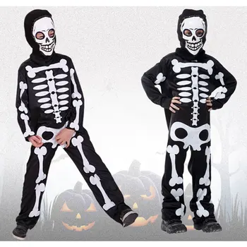 Umorden Halloween Puse Galvaskausa Skelets Tērpi Bērniem, Bērnu Drausmīgs Briesmonis, Dēmons, Velns Spoku Grim Reaper Kostīms Zēniem Meitenēm
