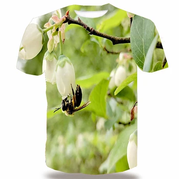 UNEY Laimīgs bitīte T Krekls Vīriešiem Dzīvnieku MUMS Lieluma Īsām Piedurknēm Top Tees 3D Modelis T-Krekls Topi Ziedu Tees Bites Krāsas Tee