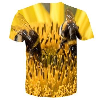UNEY Laimīgs bitīte T Krekls Vīriešiem Dzīvnieku MUMS Lieluma Īsām Piedurknēm Top Tees 3D Modelis T-Krekls Topi Ziedu Tees Bites Krāsas Tee