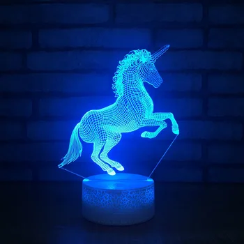 Unicorni 3D LED RGB Nakts Gaisma 7 Krāsu Maiņa Galda Gaismas Darbības Rādītāji 113 Zēni Meitenes Ziemassvētku Rotaļlietas