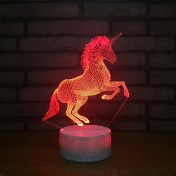 Unicorni 3D LED RGB Nakts Gaisma 7 Krāsu Maiņa Galda Gaismas Darbības Rādītāji 113 Zēni Meitenes Ziemassvētku Rotaļlietas
