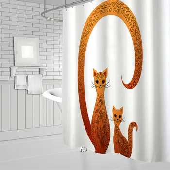 Unikālo Dizainu, Diviem Cute Kaķi Attēls Karājas Dušas Aizkars Ūdensizturīgs Pelējumu Poliestera Audums Mājas Apdare Vannas Istaba