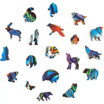 Unikālo Koka dzīvnieku Jigsaw Puzzles Noslēpumaina Vilks Puzzle Dāvanu Pieaugušajiem Bērniem Izglītības Pasakains Dāvanu Interaktīvas Spēles, Rotaļlietas