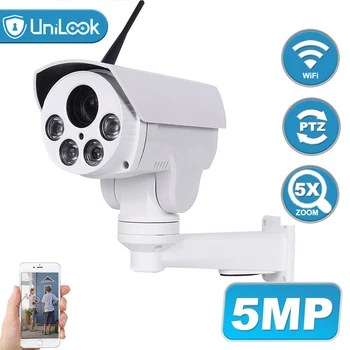 UniLook 5MP Bullet PTZ, Wifi, Fotokamera, 5X Tālummaiņas Atbalsts, Divu ceļu Audio IP 66 Iebūvēts SD Kartes Drošība Bezvadu kamera Onvif P2P H. 265