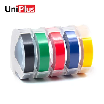 UniPlus 5gab/daudz Dymo 3D Etiķetes, Lentes 9mm DIY Spiešanu Vēstuli Printeri Motex E-101 E202 Black Red PVC Lentes Etiķetes Maker