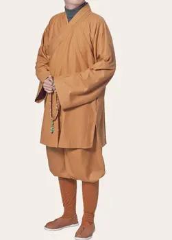 Unisex Bieza Rudens&Pavasara Budistu shaolin mūki formas tērpu, tērpi arhat kung fu cīņas māksla apģērbu yellowgray