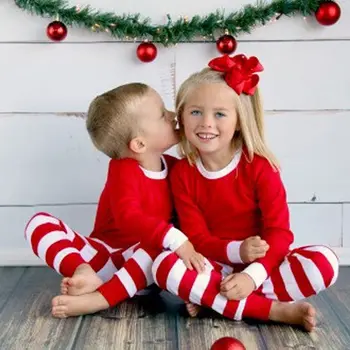 Unisex Bērniem Svītrainām Ziemassvētki Pidžamu Baby Zēni Meitenes Ziemassvētku Gadījuma Svītrainām Ģimenes Saskaņošanas Apģērbs, Māsa, Brālis Ilgi Sleepwear