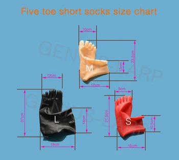 Unisex lateksa fetišs zeķu gumijas 5 pirkstiem zeķes, īsās zeķes, Ādas kāju izmērs S,M,L