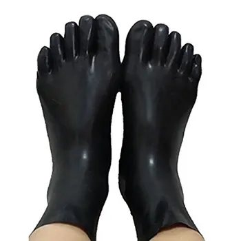 Unisex lateksa fetišs zeķu gumijas 5 pirkstiem zeķes, īsās zeķes, Ādas kāju izmērs S,M,L
