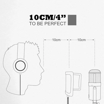 Universāla Mikrofona Pop Filtrs Metāla Vairogs Dubultā Slāņa Priekšējā stikla Popfilter Mikrofons Studijas Ieraksta par bm 800 k669 k670