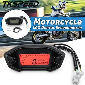 Universālo Motociklu LCD Digitālais Spidometrs, Odometrs, Apgaismojums Motociklu 2,4 Cilindri 1300r/min Maksimālais display199km