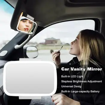 Universāls LED Auto salona Spogulis Touch Switch Aplauzums Spogulis saulessargam Augstas Skaidrs, Interjera HD Spogulis Niversal Iedomība Spogulis