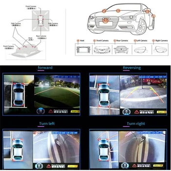 Universālā 4CH Auto Šuves 360 grādu Panorāmas Sistēmas Auto DVR Ierakstīšanas Atpakaļskata Kamera
