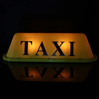 Universālā Automašīna Taksometru Jumta Magnētiskās Pamatnes LED 12V Gaismas Taksometru Zīme, Indikators Indikators Ūdensizturīgs Pret Saules Dzeltens/Balts