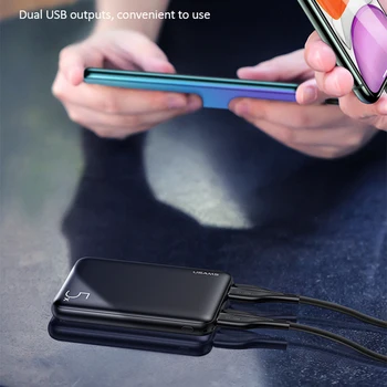 USAMS 5000mAh Mini Jaudas Bankai iPhone, Samsung Xiaomi Ultrathin Dual USB Ātrās Uzlādes Powerbank Moblie Extenal Akumulatoru Banka