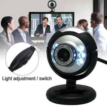USB 12.0 MP 6LED Webcam Kamera Nakts Redzamības Cam Ar Mic Desktop PC Klēpjdators