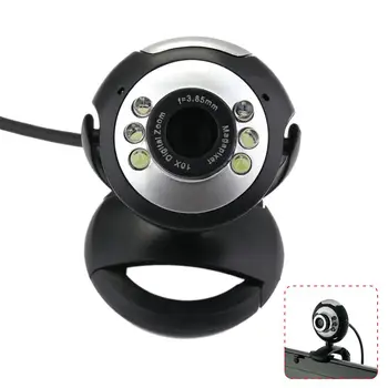 USB 12.0 MP 6LED Webcam Kamera Nakts Redzamības Cam Ar Mic Desktop PC Klēpjdators