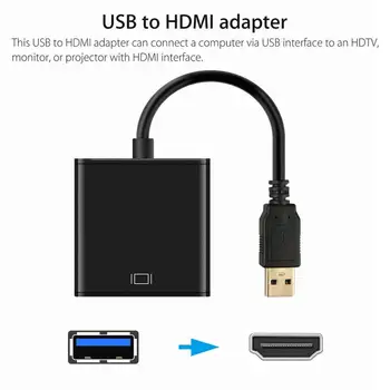 USB 3.0 Uz HDMI-saderīgam sieviešu Audio / Video Adapteri Pārveidotājs Kabelis Windows 7/8/10 PC