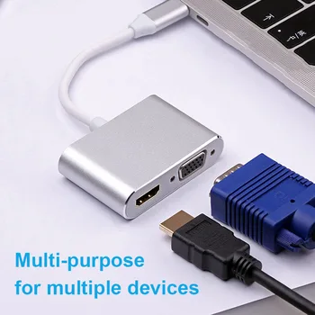 USB 3.1 C Tipa HDMI Adapteris USB-C 4K HDMI VGA HUB Video Converter Adapters USB 3.0 Hub Adaptera Kabeli, Lai Macbook pro