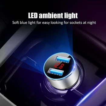USB Auto Lādētājs iPhone XR 11 Godu 30 Ātrs Auto Tālruņu Lādētāji Ātrā Uzlāde LED Displejs 3.1 Dual USB Tālruņa Automašīnas Lādētāju