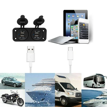 USB Auto Lādētājs Motocikla, Kravas Auto, ATV Laivu 12V LED Auto Lādētāju piepīpētāja Barošanas Adapteri Mobilo Telefonu